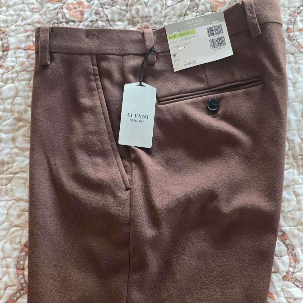 Alfani Slim Fit Men's Dress Slacks, Brown 30x30 NWT